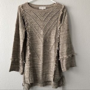 KNOX ROSE Marled Fringed Sweater